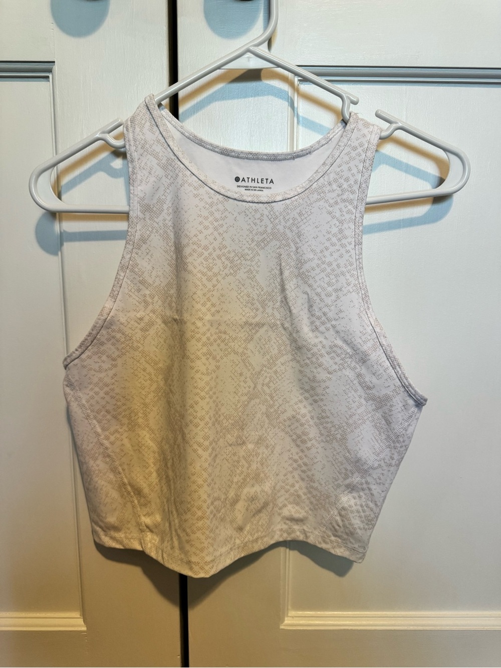 Athleta White Snakeskin Cropped Tank
